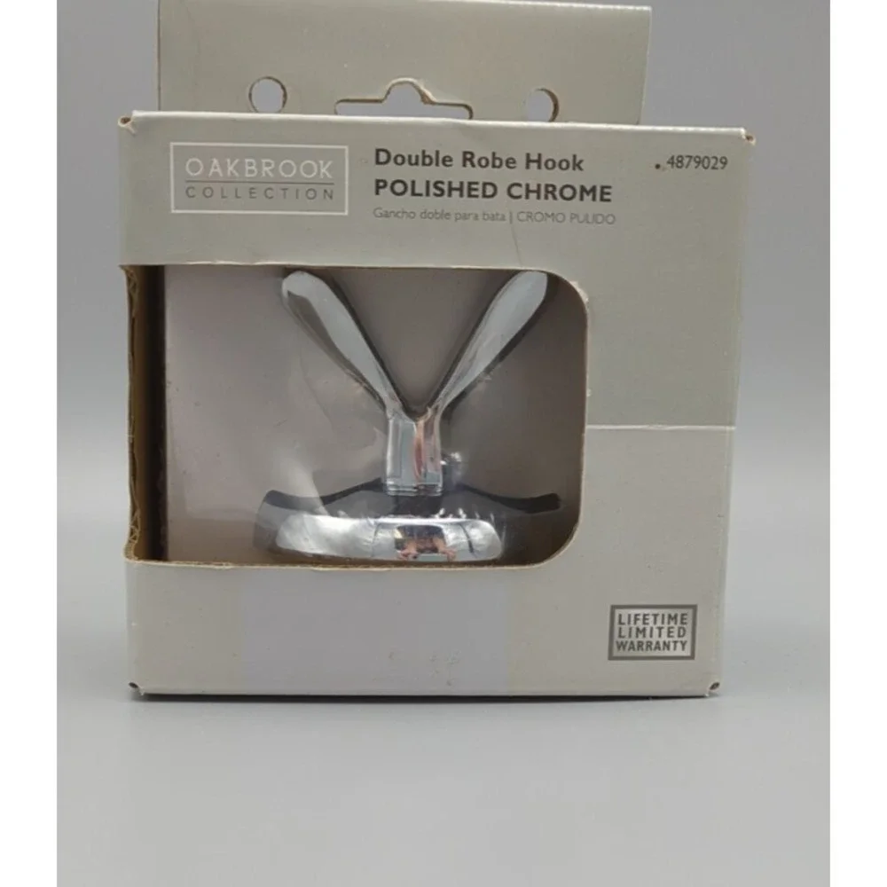 Oakbrook Collection Double Robe Hook‎ Polished Chrome Zinc 2 in Hook 30 lb